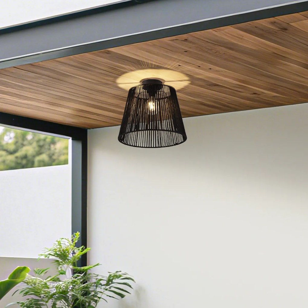 Plafon de exterior Japandi com corda preta IP54 - Jayla