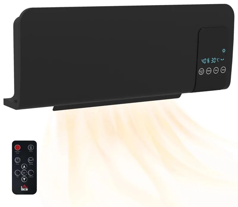 Aquecedor Elétrico de Parede - Preto - 54,5x12x21,5 cm - ABS - 1000W/2