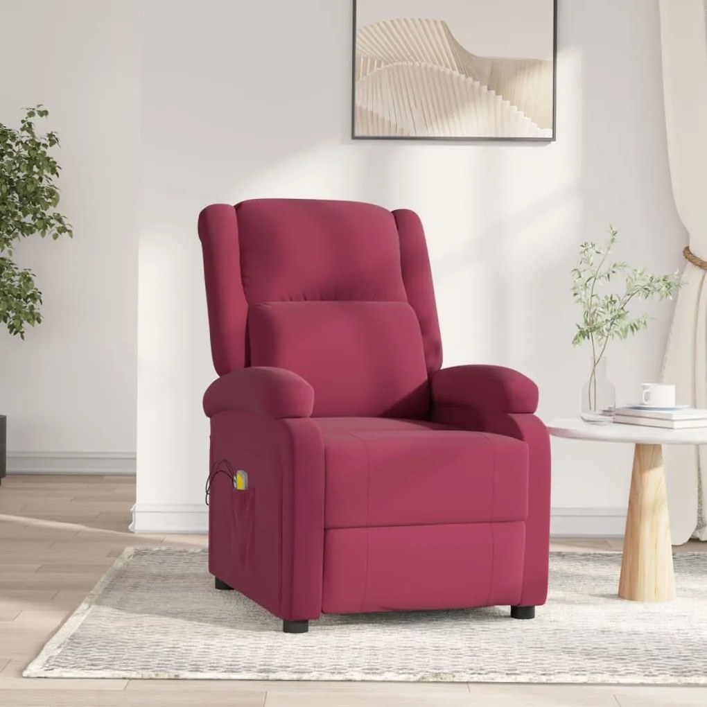 Poltrona de massagens elétrica veludo vermelho tinto