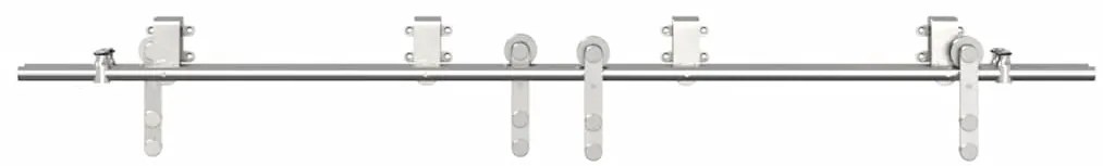 Kit ferragens p/ porta deslizante 183cm aço inoxidável prateado