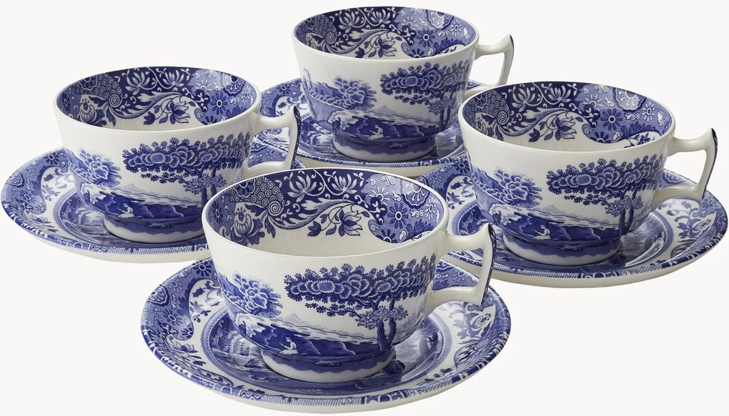 Chávenas de chá e pires Blue Italian, conjunto de 4