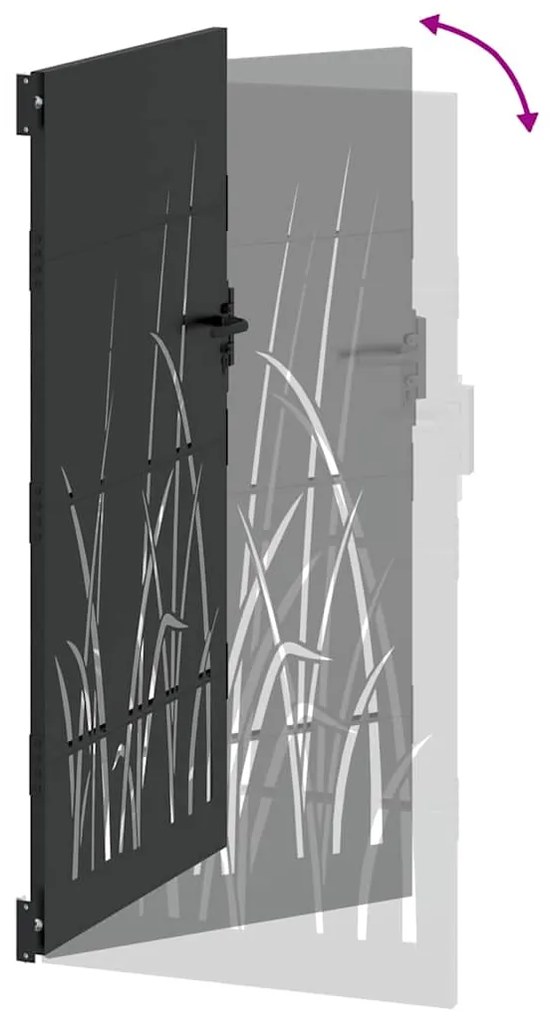Portão de Jardim Preto 105 x 200 cm Aço com Revestimento em Pó