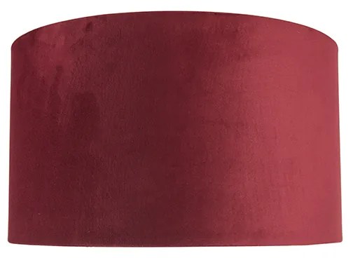 Abajur de veludo vermelho 35/35/20 com interior dourado