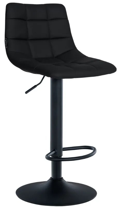 Banco de bar Jerry em couro sintético com estrutura preta 87-108,5 x 43 x 46,5 cm Preto