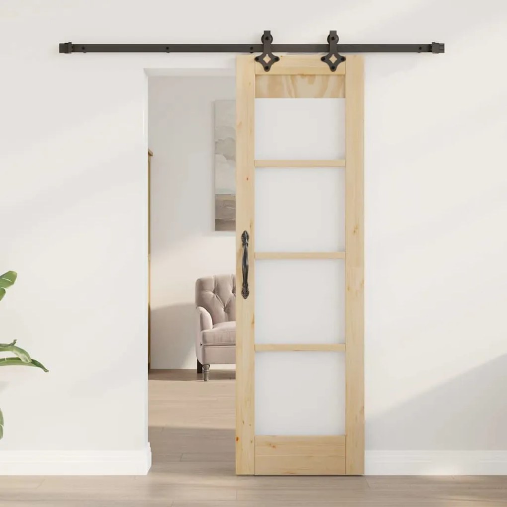 Porta Deslizante vidaXL com Conjunto de Hardware 'ORKDAL'Madeira Sólid