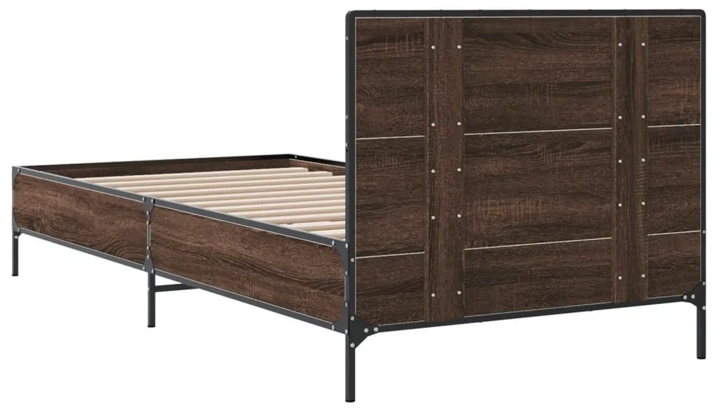 Estrutura de cama derivados de madeira/metal carvalho castanho