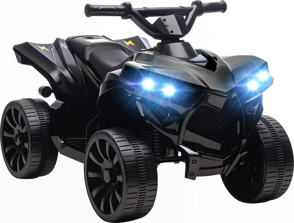 AIYAPLAY Quadriciclo Infantil Elétrico 6V com função Frente/Trás, Música, Faróis LED Preto | Aosom Portugal