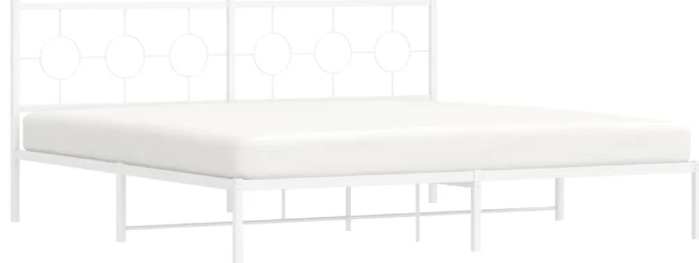 Estrutura de cama com cabeceira 193x203 cm metal branco