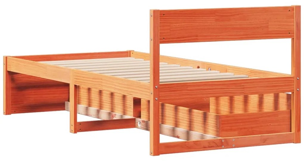 Cama sem colchão 90x190 cm madeira de pinho maciça castanho-mel