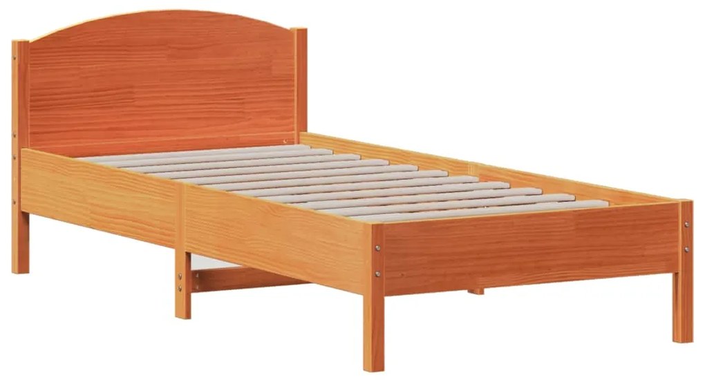 Cama com estante sem colchão 75x190cm pinho maciço castanho-mel