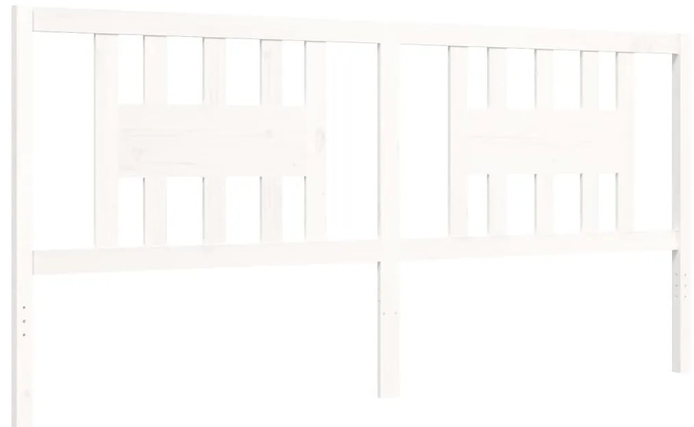 Estrutura de cama com cabeceira 200x200cm madeira maciça branco
