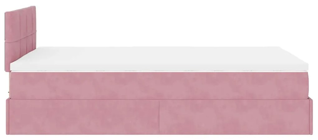 Estrutura de cama otomana com colchão 120x200 cm veludo rosa