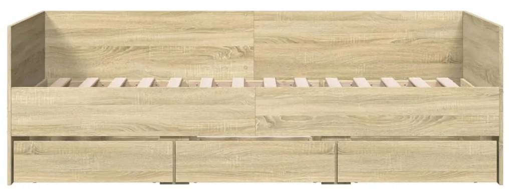 Sofá-cama com gavetas sem colchão 90x200 cm carvalho sonoma