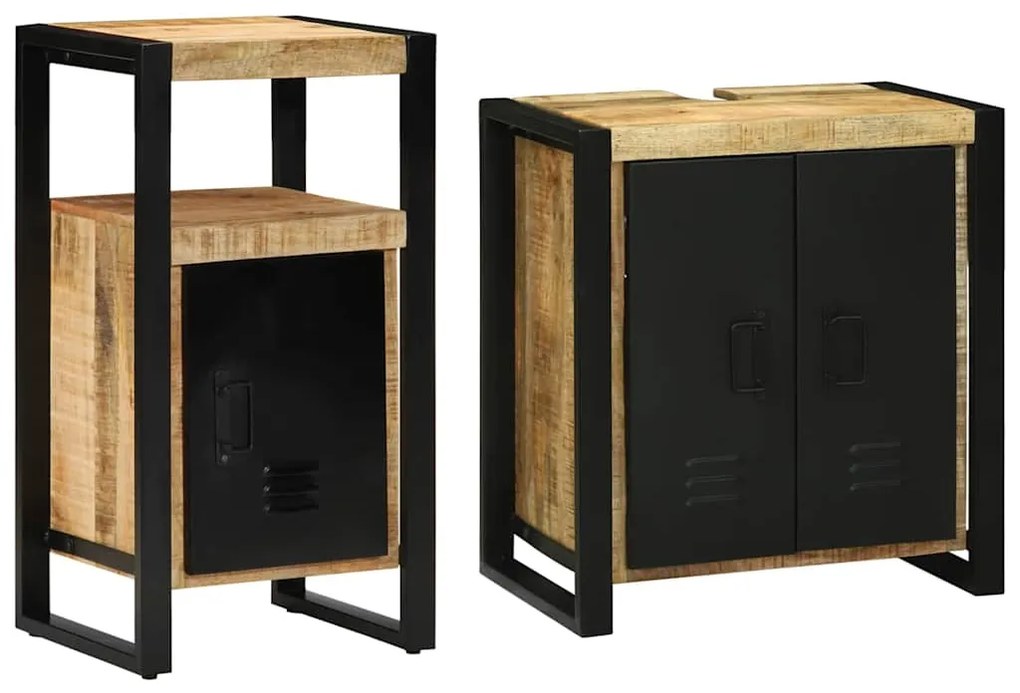 vidaXL Conjunto de Móveis para Banheiro 2 pcs Madeira Reforçada Sólida