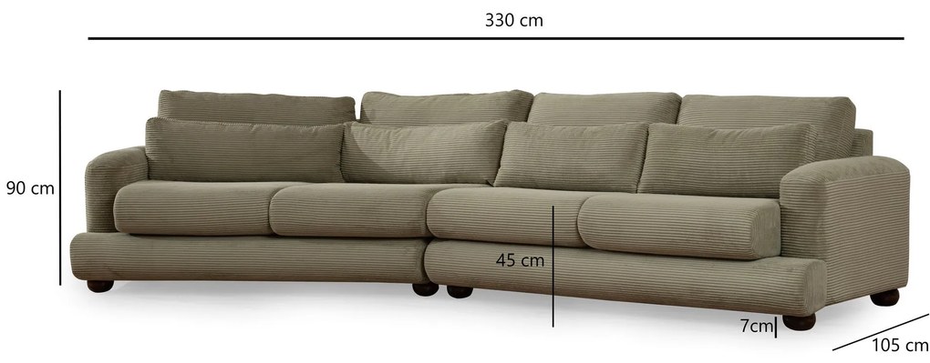 Sofá de 4 Lugares River – Verde – 330x105x90 cm
