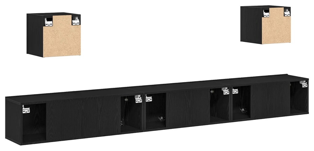 Conjunto de 7 Peças de Armários para TV vidaXL Carvalho Preto Madeira