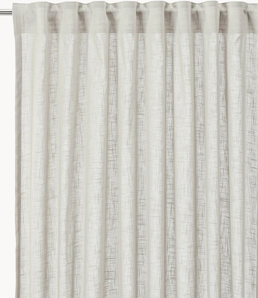 Cortinas opacas de algodão leve com multi-banda Otila, conjunto de 2, L 125 cm