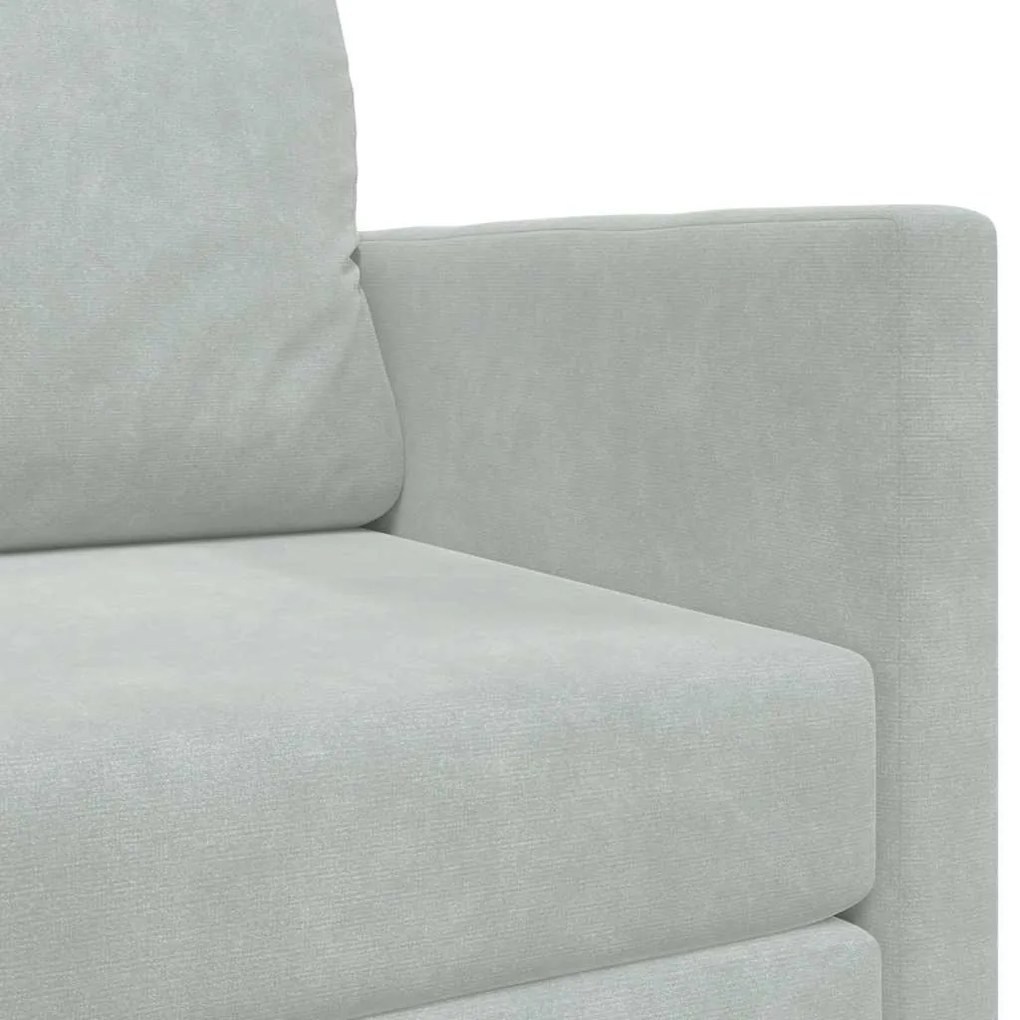 Sofá Cama de Chão 2-em-1 Cinza Claro 124x204x61 cm Veludo