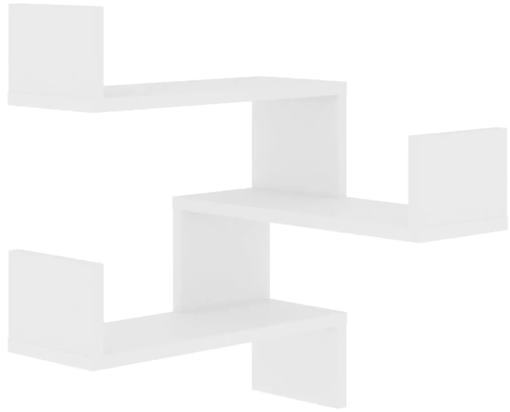 Estantes canto p/ parede 2pcs 40x40x50cm deriv. madeira branco
