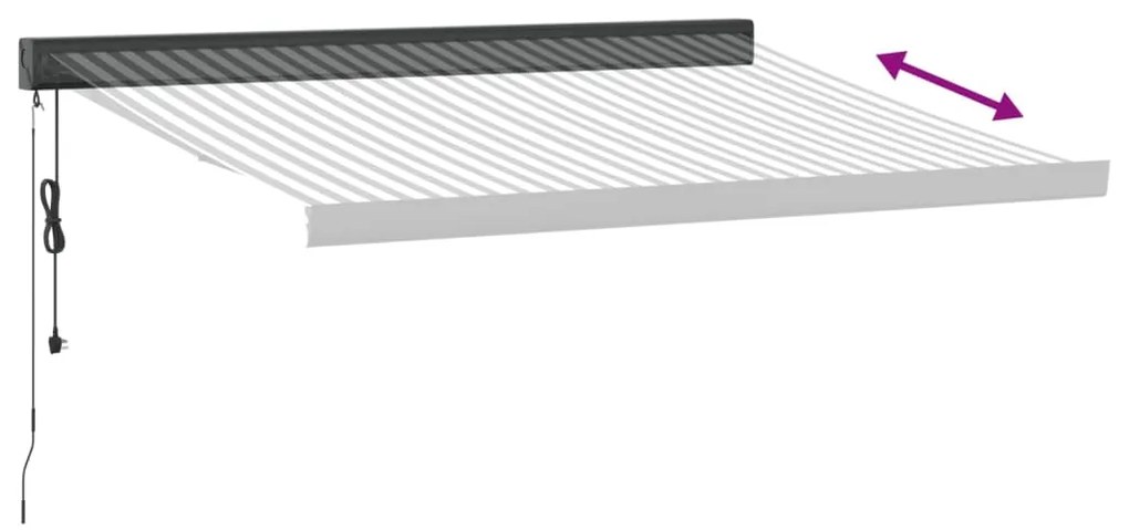 Toldo retrátil 3,5x2,5 m tecido e alumínio antracite e branco