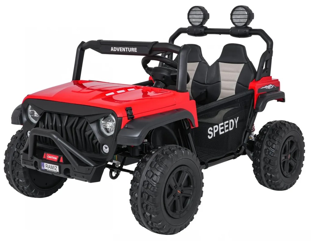 Jipe elétrico para Crianças 2 Lugares 24V 4x4 PASSION 4x4 Off-Road Rodas Espuma EVA, Assento couro ecológico Vermelho