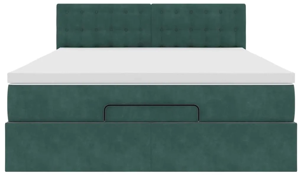 Estrutura de cama otomana com colchão 140x200 cm verde escuro