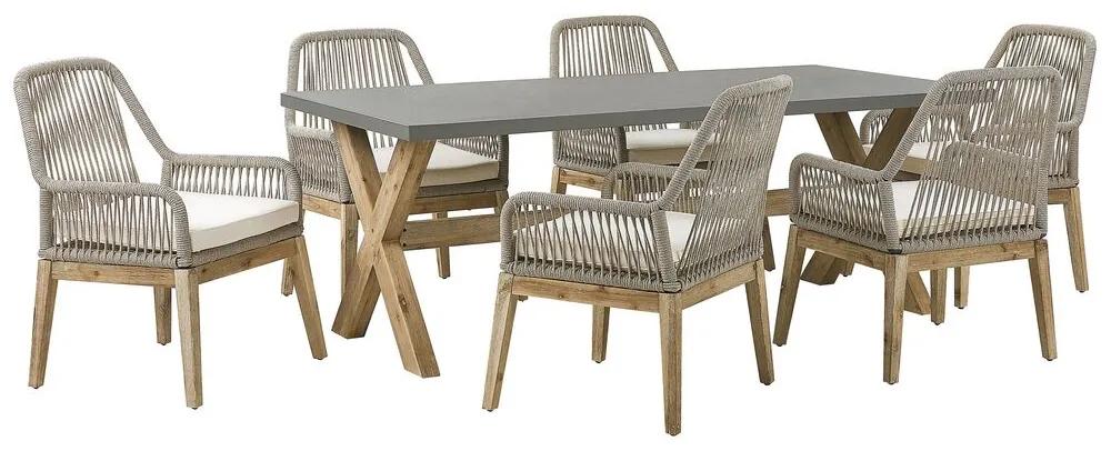 Conjunto de jardim cinzento mesa com 6 cadeiras OLBIA Beliani