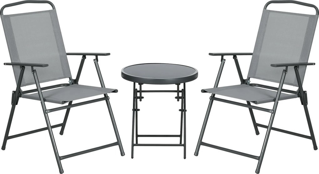 Outsunny Conjunto de móveis bistrô para exteriores Conjunto bistrô de jardim Dobrável, 53,5 cm x 64 cm x 93 cm, Cinza claro | Aosom Portugal