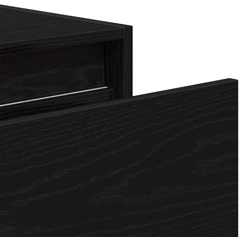 Mesa de cabeceira de parede com luzes LED carvalho preto