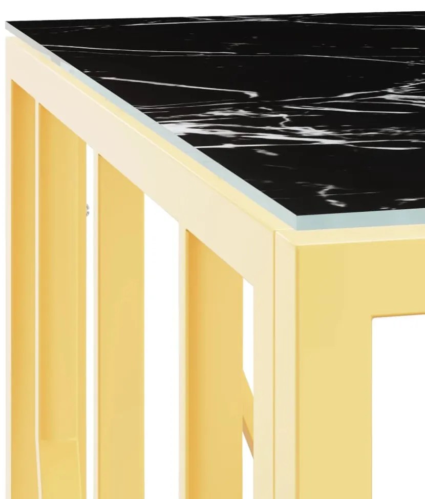 Mesa de centro 50x50x50 cm aço inoxidável e vidro dourado