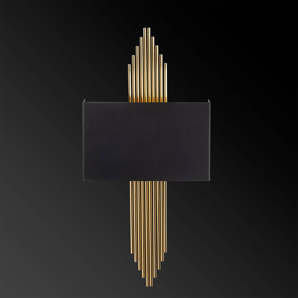Aplique de Parede 612 – Preto/Dourado – 75 x 10 x 22 cm