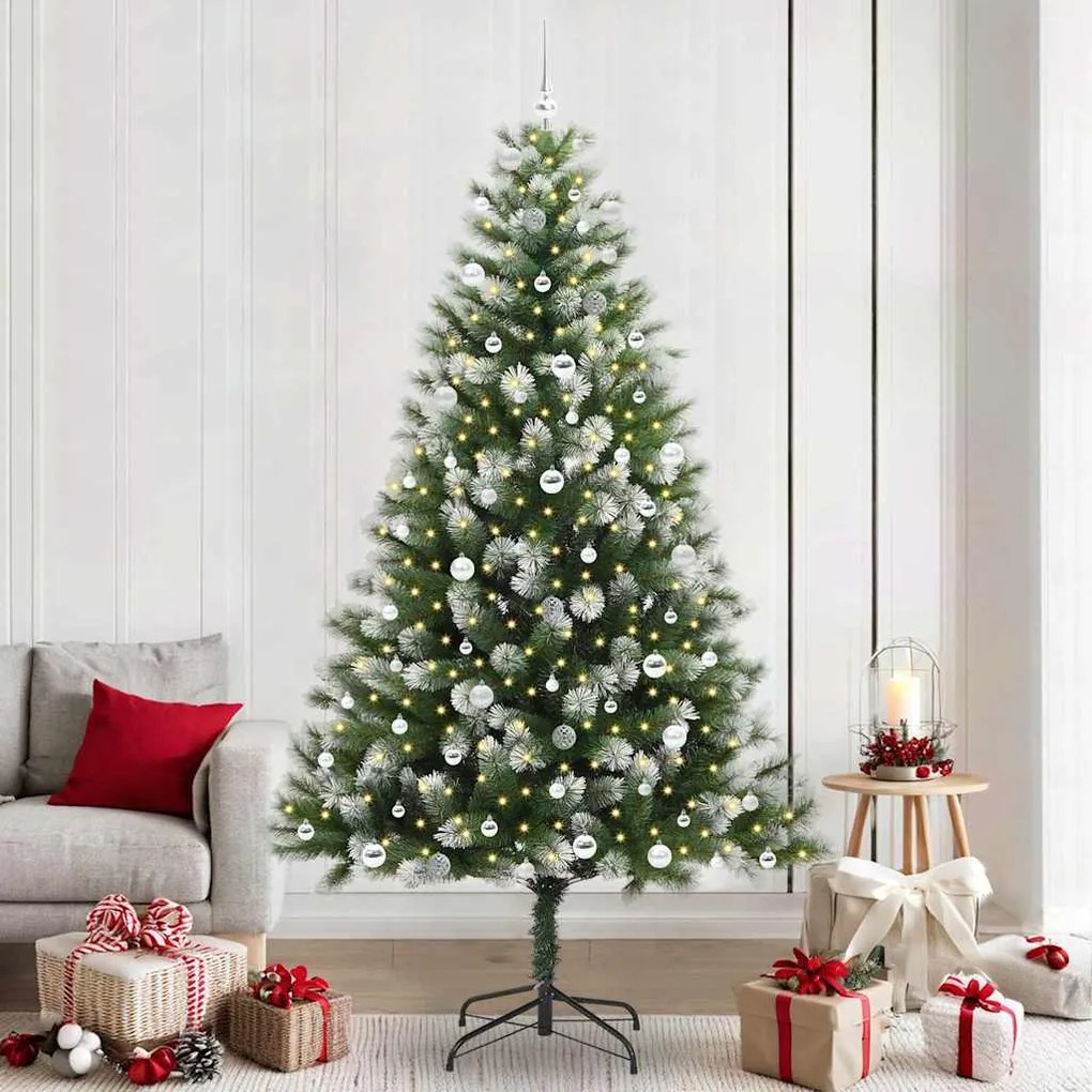 vidaXL Árvore de Natal Artificial com Dobradiças e Neve Coberta 240 cm