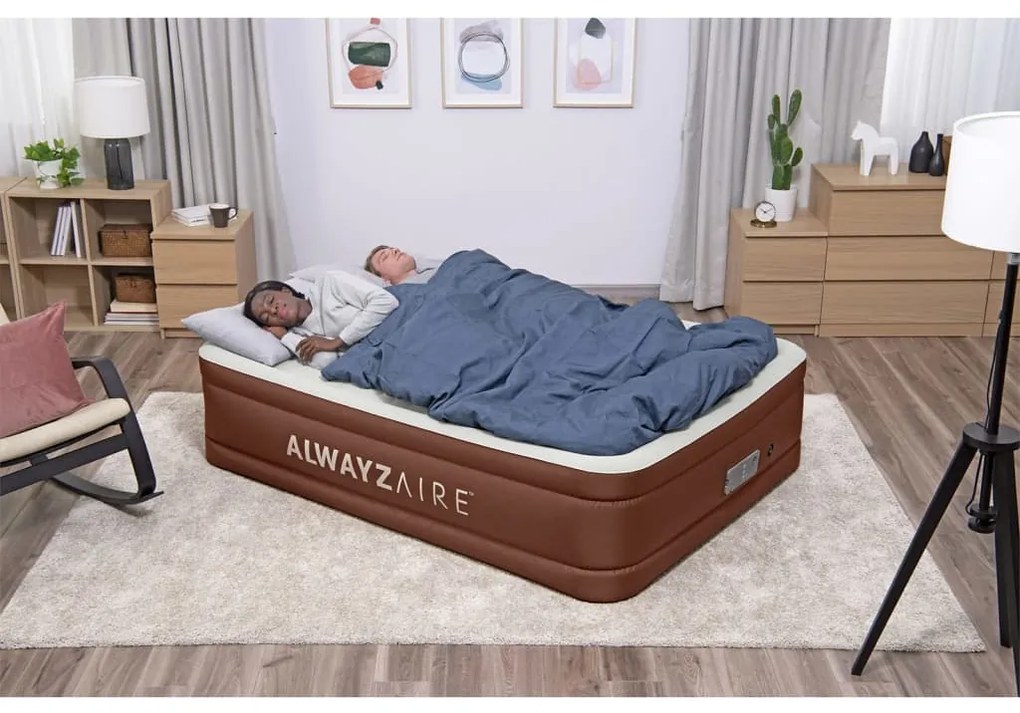 93782 Bestway Colchão insuflável AlwayzAire c/ bomba embutida 203x152x51 cm