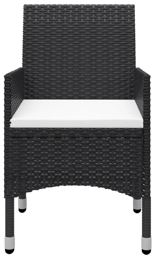 3 pcs conjunto de jantar para jardim preto