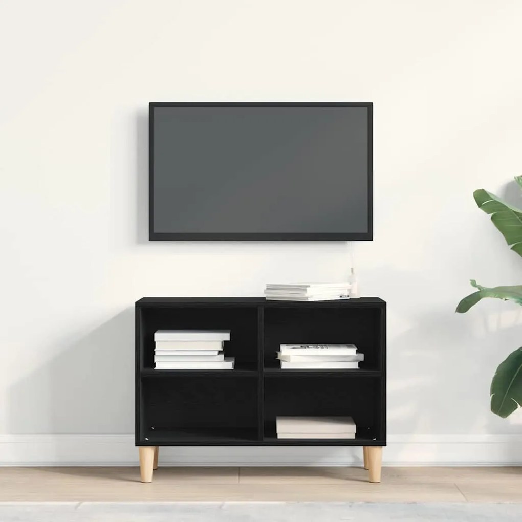 Gabinete de TV Carvalho Preto - 69.5x30x50 cm, Feito de Madeira de Eng