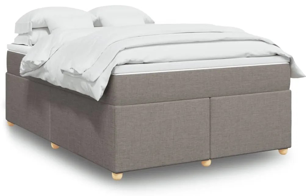 vidaXL Cama com molas/colchão 140x200 cm tecido castanho-acinzentado