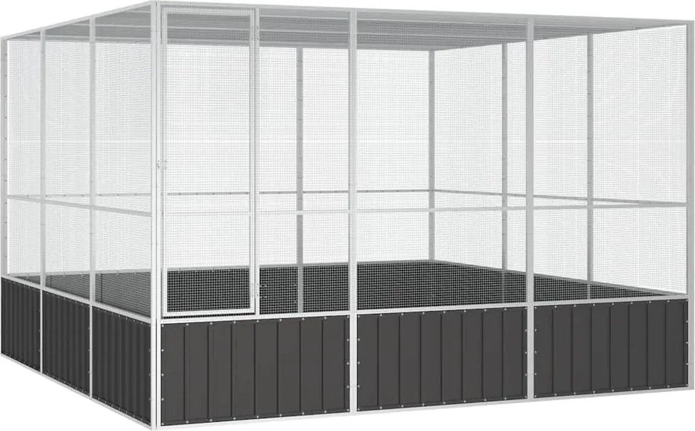 vidaXL Gaiola pássaros 302,5x324,5x211,5 cm aço galvanizado antracite