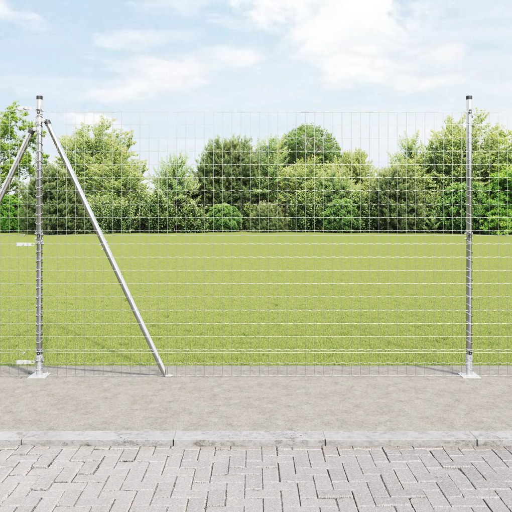 Cerca Euro com 7 Postes Flangeados 1.4x10 m Aço Galvanizado