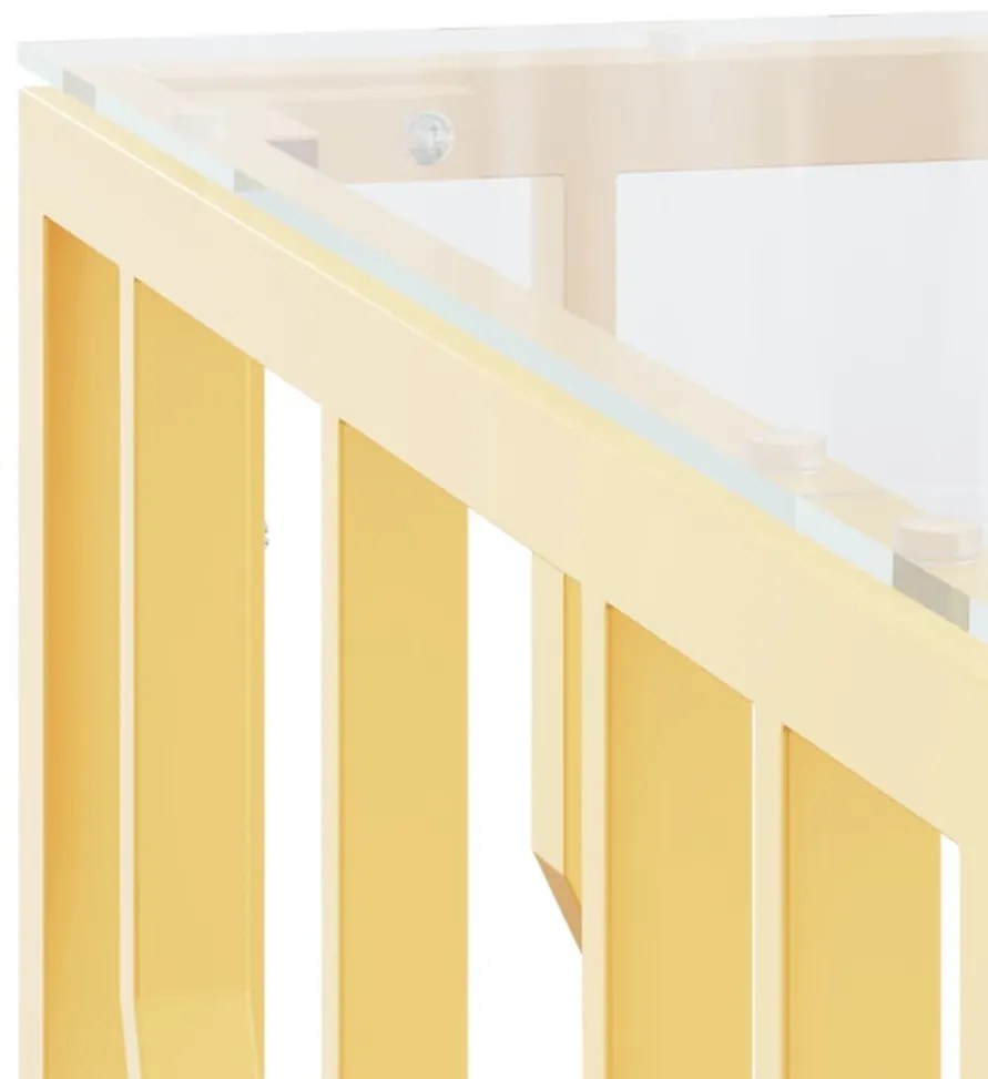 Mesa de centro 80x80x40 cm aço inoxidável e vidro dourado