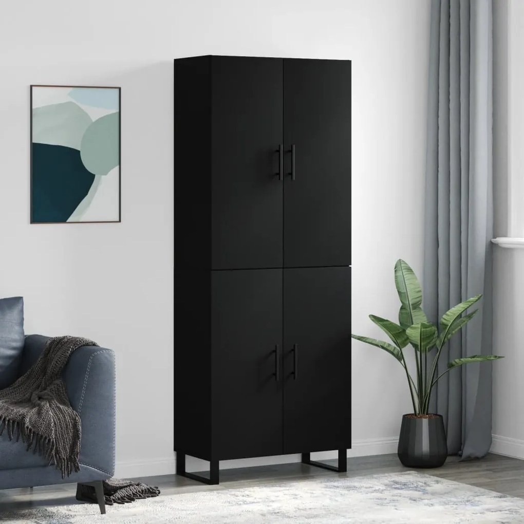 vidaXL Armário alto 69,5x34x180 cm derivados de madeira preto