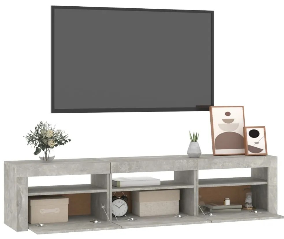 Móvel de TV com luzes LED 180x35x40 cm cinza sonoma