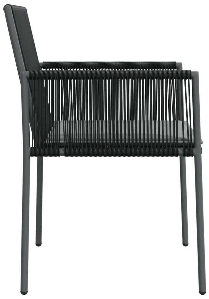 Cadeiras jardim c/ almofadões 4pcs 54x60,5x83,5cm vime PE preto