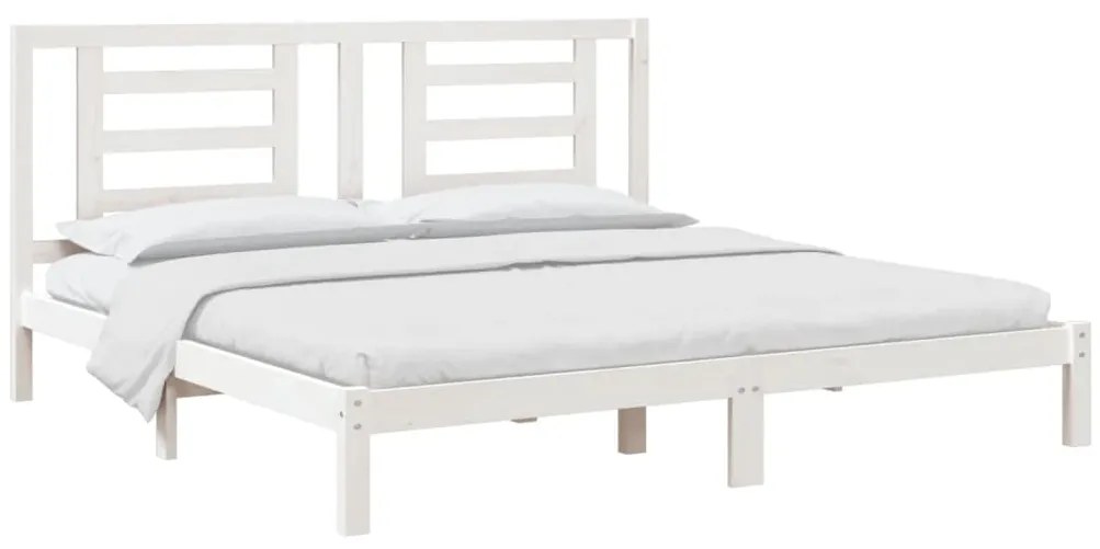 Cama sem colchão 200x200 cm madeira de pinho maciça branco