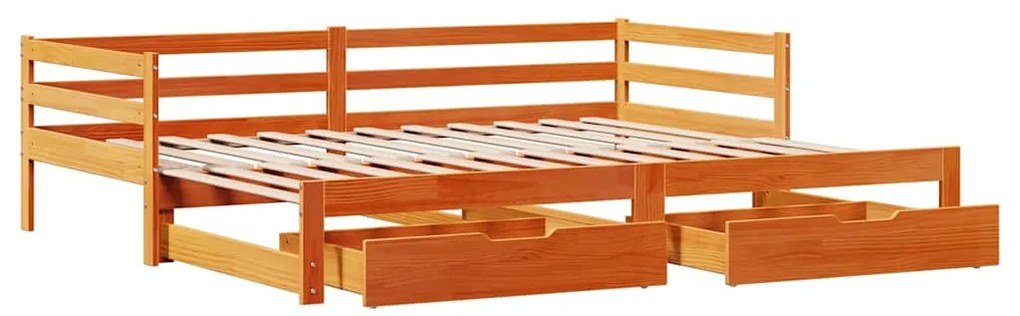 Sofá-cama com gavetão e gavetas 90x200 cm madeira de pinho