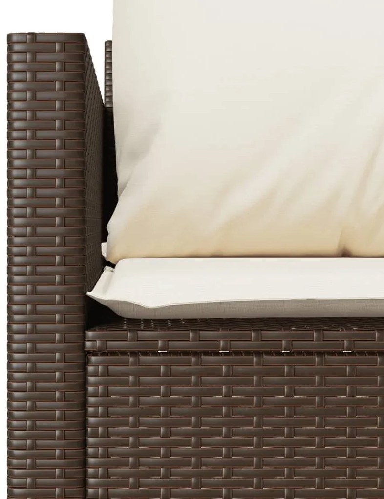3 pcs conjunto bistrô com almofadões vime PE castanho