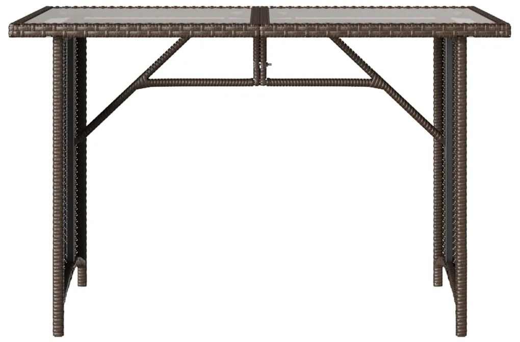 Mesa de jardim com tampo de vidro 110x68x70 cm vime PE castanho