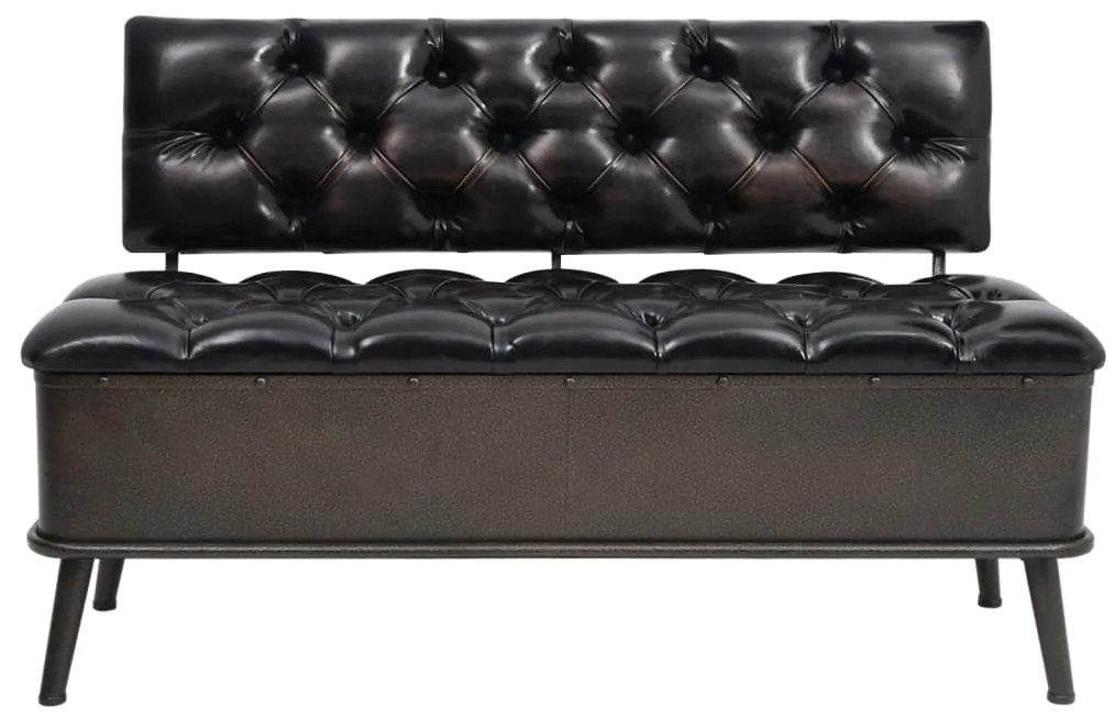 Banco de arrumação com encosto 110 cm couro artificial preto