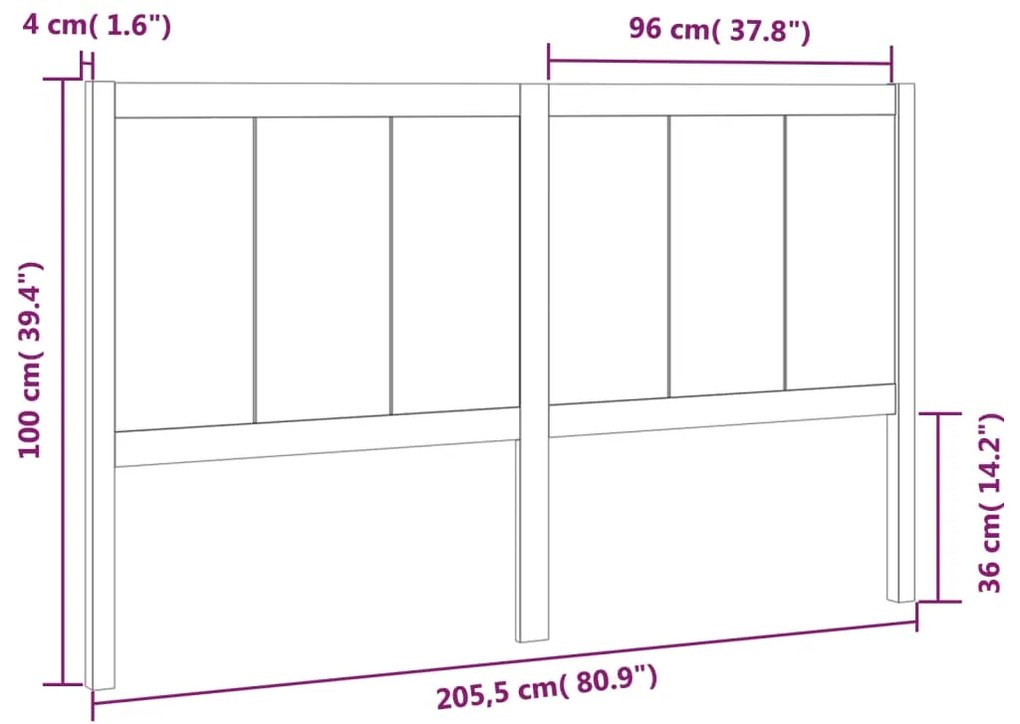 Cabeceira de cama 205,5x4x100 cm pinho maciço castanho mel