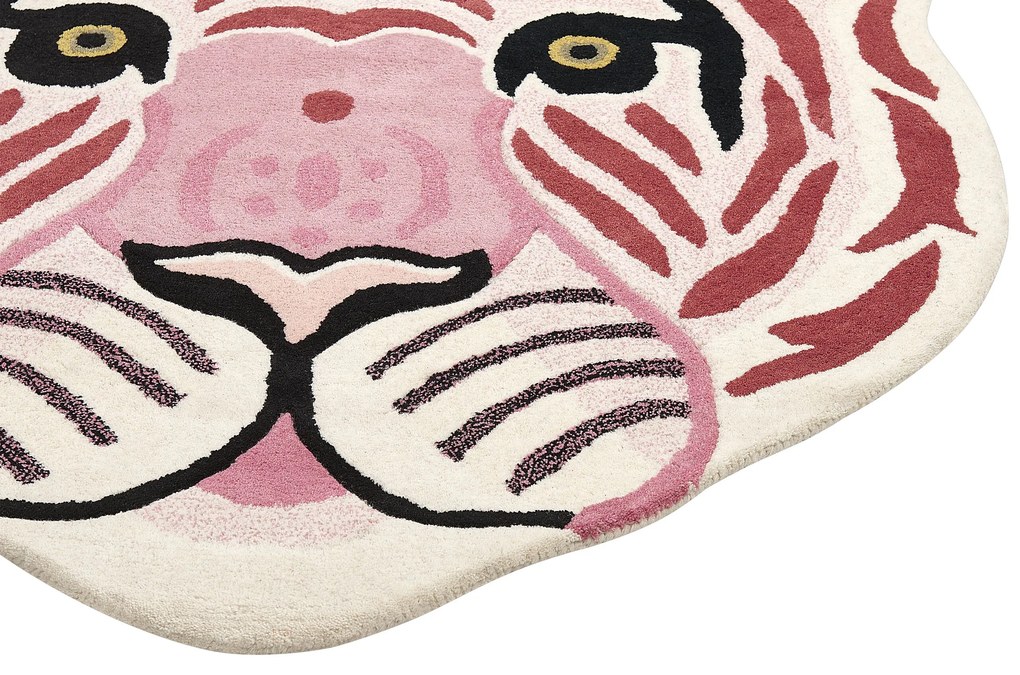 Tapete para crianças em lã rosa impressão de tigre 120 x 110 cm PARKER Beliani