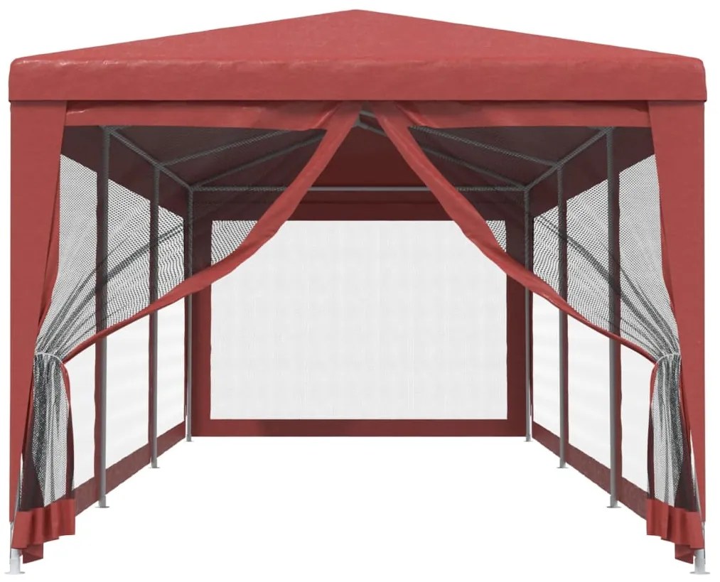 Tenda p/ festas c/ 8 paredes laterais rede 3x9 m PEAD vermelho